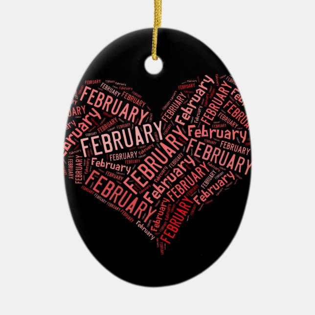 February Heart Ceramic Tree Decoration (Front)