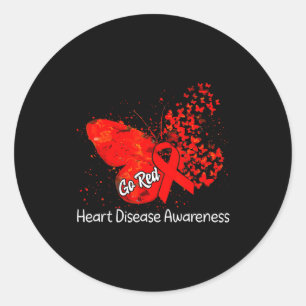 February Heart Disease Awareness Month Red Heart B Classic Round Sticker