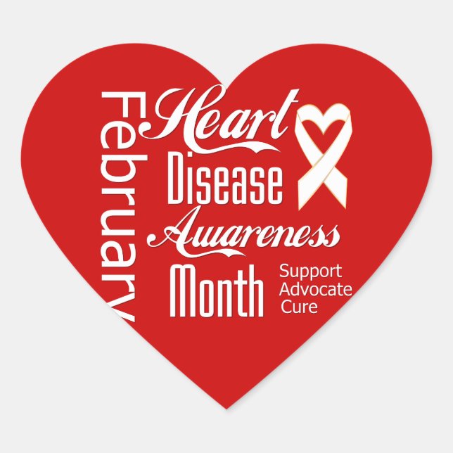February Heart Disease Awareness Month Support Heart Sticker (Front)