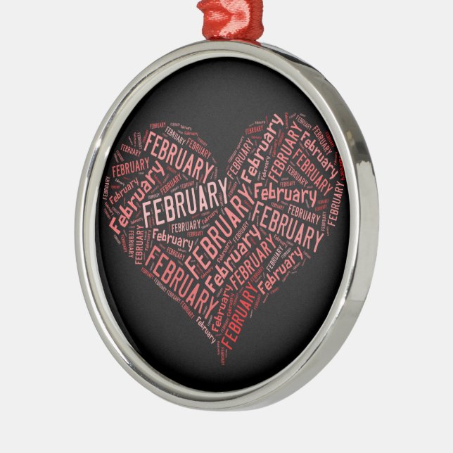 February Heart Metal Tree Decoration (Left)