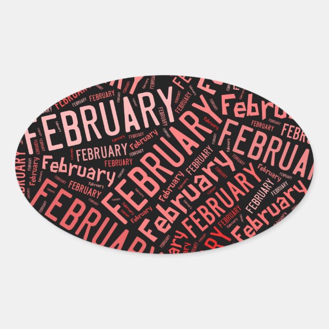 February Heart Oval Sticker (Front)