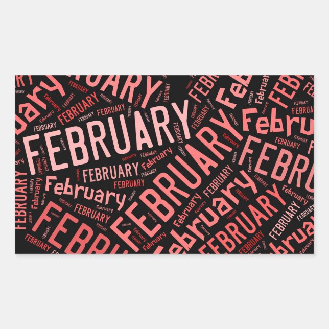 February Heart Rectangular Sticker (Front)