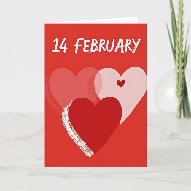February Hearts Romance Card (Front)