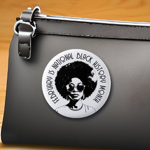 February is National Black History Month  6 Cm Round Badge