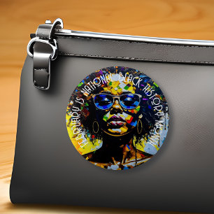 February is National Black History Month 6 Cm Round Badge