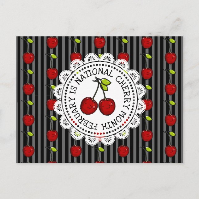 February is National Cherry Month Postcard (Front)