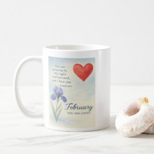 February Love with Heart Inspirational Floral Coffee Mug