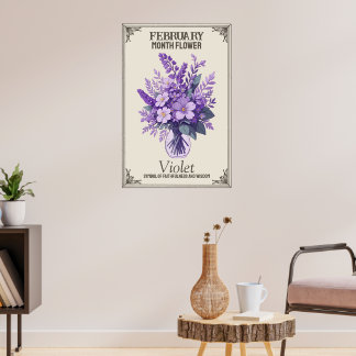 February month flower poster