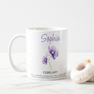 February Personalised Birth Flower  Coffee Mug