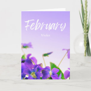 February Purple Violet Birth Month Flower Birthday Card