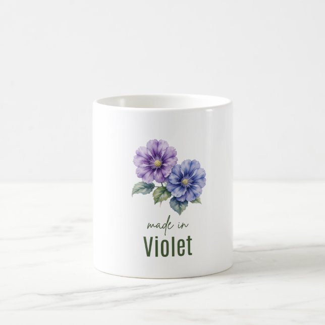 February Violet Birth Flowe Coffee Cup Watercolor (Center)