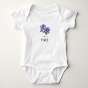 February Violet Birth Flower Bodysuit Watercolor