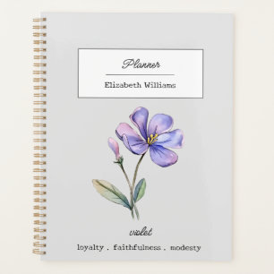 FEBRUARY VIOLET BIRTH FLOWER PERSONALIZED  PLANNER