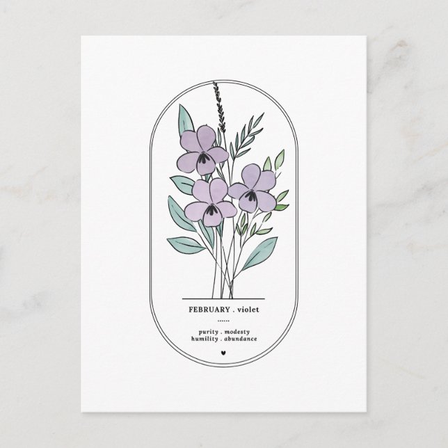 February Violet Birth Flower  Postcard (Front)