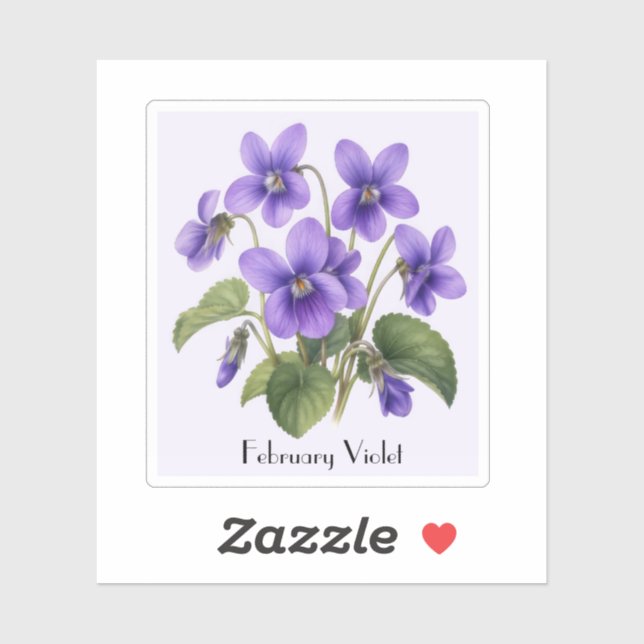 February Violet Flowers  Sticker (Sheet)
