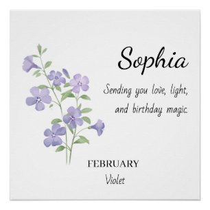 February Violet Personalised Birthday Poster