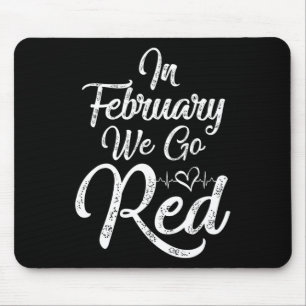February We Go Red Heart Disease Awareness America Mouse Mat