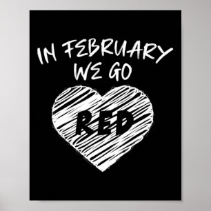 February We Go Red Heart Disease Awareness Poster