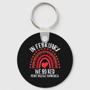 February We Go Red Heart Disease Awareness Red Rai Key Ring