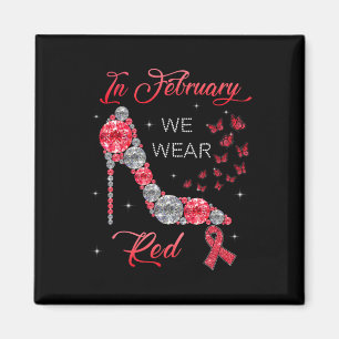 February We Wear Red Butterflies Heart Disease Awa Magnet