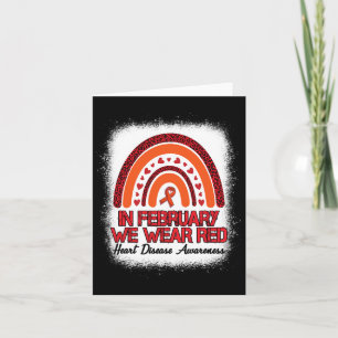 February We Wear Red Leopard Rainbow Bleached Red Card