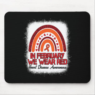 February We Wear Red Leopard Rainbow Bleached Red Mouse Mat
