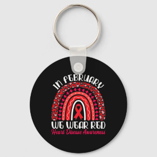 February We Wear Red Rainbow - Heart Disease Aware Key Ring