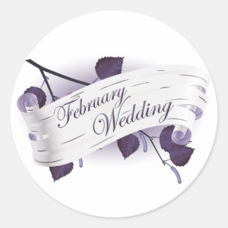 February Wedding : leaves of the season : Classic Round Sticker