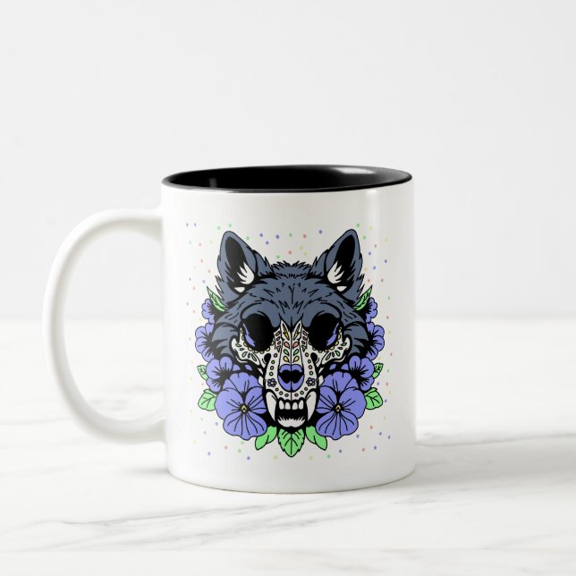February's Violet & Wolf Skull Two-Tone Coffee Mug (Left)