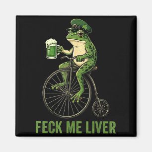 Feck liver funny frog drinking beer st patricks magnet