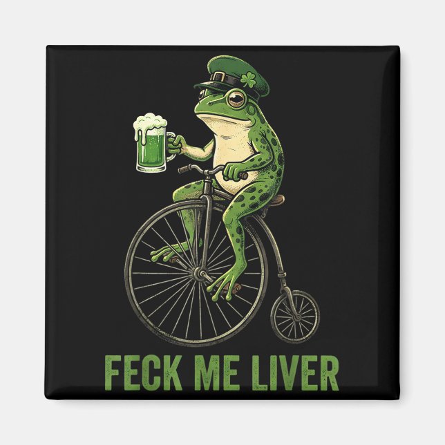 Feck liver funny frog drinking beer st patricks magnet (Front)