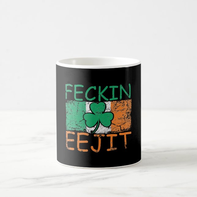 Feckin Eejit Ireland Irish Slang flag Ireland Coffee Mug (Center)