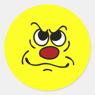 Fed Up Face Grumpey Classic Round Sticker