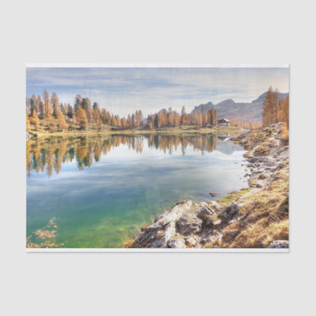 Federa Lake Landscape - Lago Federa , Italy Tissue Paper (Front)