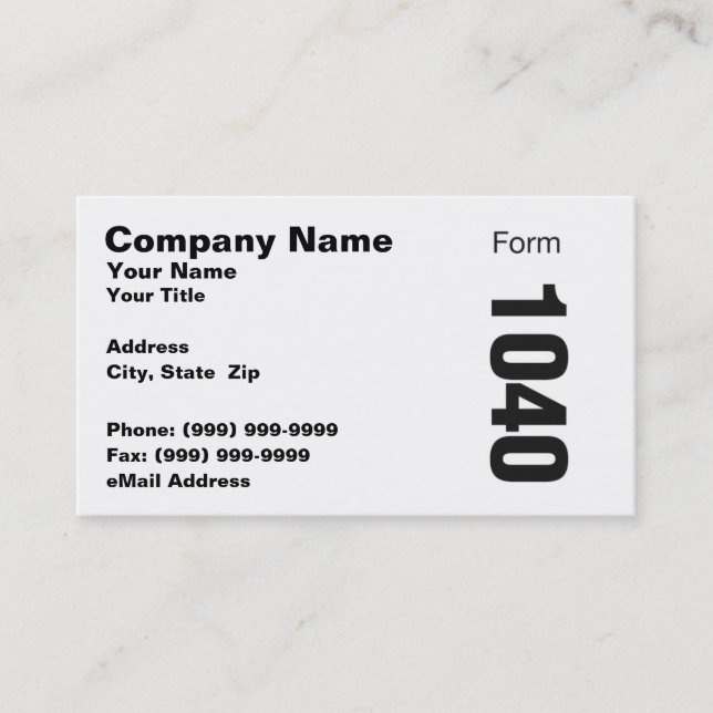 Federal 1040 Form on White Business Card (Front)