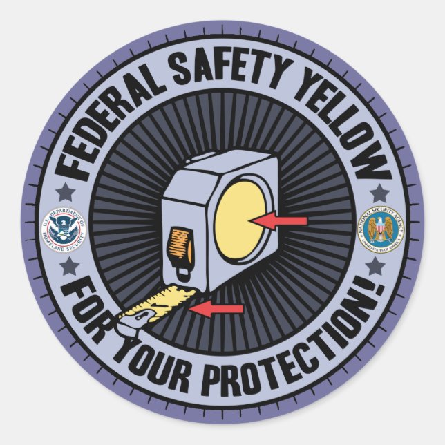 Federal Safety Yellow Classic Round Sticker (Front)