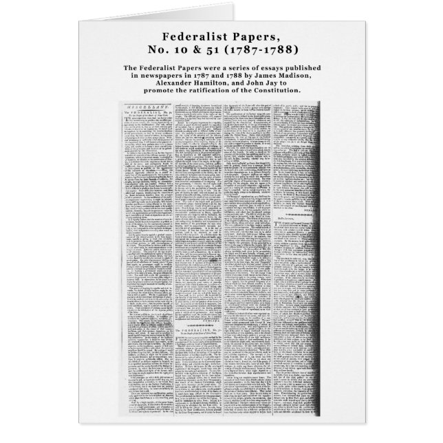 Federalist Papers, No. 10 & No. 51 (1787-1788) (Front)