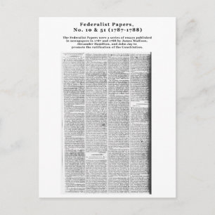 Federalist Papers, No. 10 & No. 51 (1787-1788) Postcard