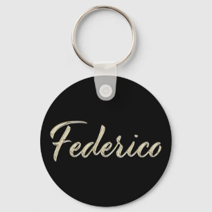 Federico Name whitegold Button Schlüsselanhänger Key Ring