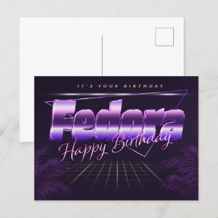 Fedora Name Vorname lila Postkarte Geburtstag Postcard