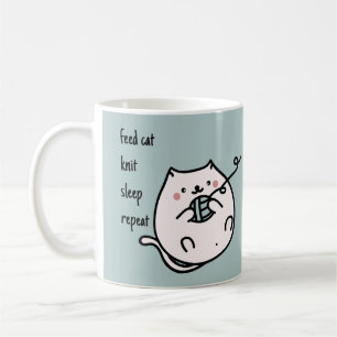 Feed Cat Knit Sleep Knitter Coffee Mug