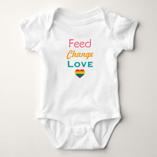 Feed Change Love Rainbow Heart Baby Bodysuit