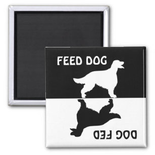 Feed dog, dog fed, Irish Setter fridge magnet