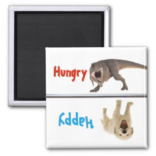 Feed Fed Dog Magnet Hungry Happy Dinosaur Funny