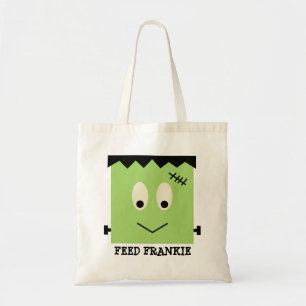 Feed Frankie green Halloween candy trick or treat Tote Bag