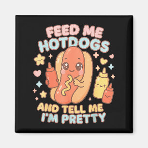 Feed hotdogs and tell i’m hot dog kawaii-style magnet