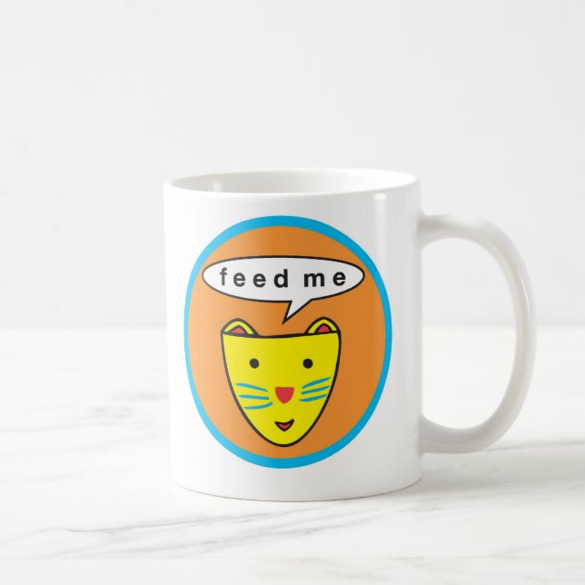 "Feed Me" Cat Logo Mug (Right)