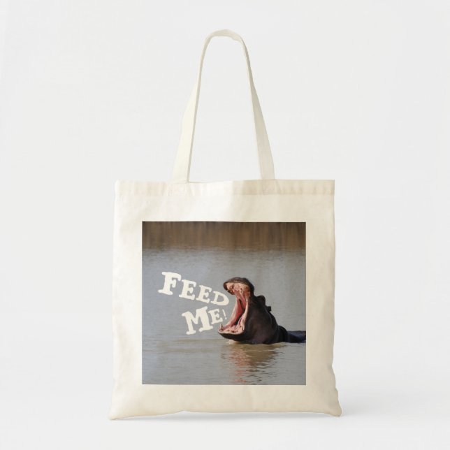 Feed Me! Hippo Funny Tote Bag (Front)