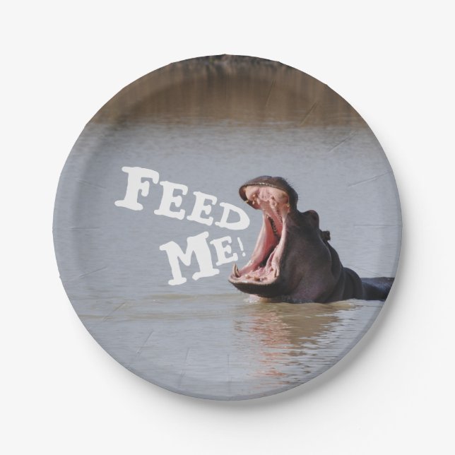 Feed Me! Hippo Paper Plate (Front)