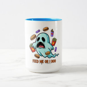 Feed me or I Boo Ghost Halloween Two-Tone Coffee Mug
